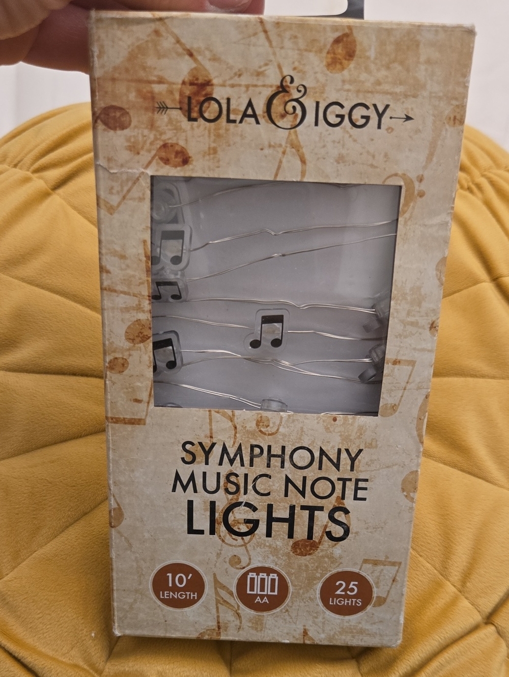 ​NIB Lola & Iggy Symphony Music Note Lights Battery Operated 25 Lights 10' Lengt